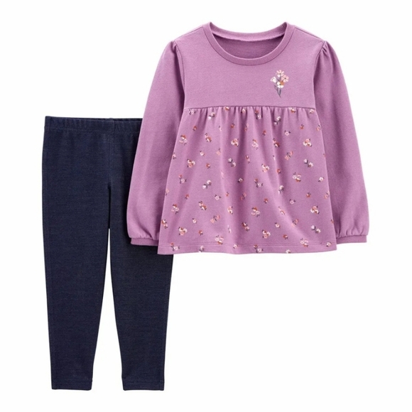 Oshkosh Carter's 3 Piece Toddler Girl Unicorn Flower Pants Set 2T - Picture 1 of 7